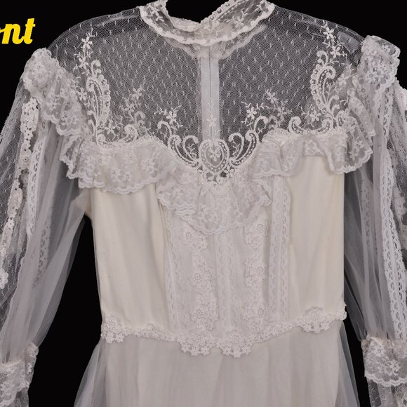 Wedding Gown-White Cotton and Lace - Picture 1 of 9